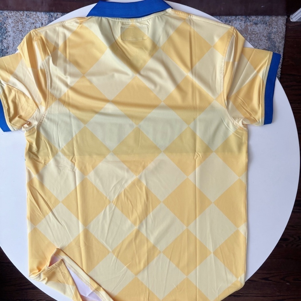 Bogey Boys Performance Athletic Open Collar Polo Size Medium Yellow New - Picture 5 of 8